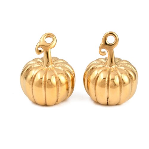 Anhänger, Kürbis, 304 Edelstahl, 18K vergoldet, 1 Stück