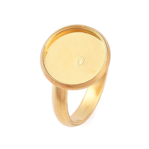 Ring, Cabochon, 304 Edelstahl, 18K verg., 12mm, Verstellbar, 1 Stück