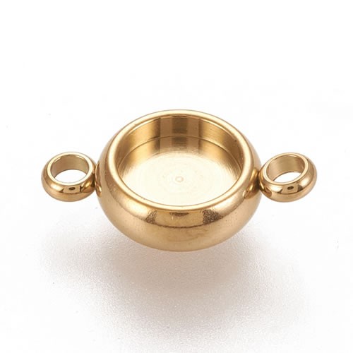 Verbinder, Cabochon, 304 Edelstahl, Golden, 14mm, 1 Stück