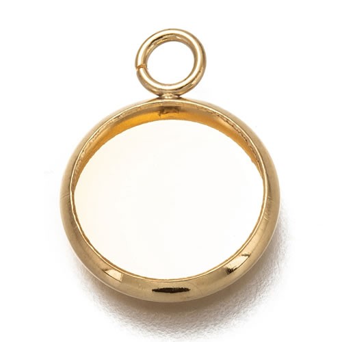 Anhänger, Cabochon, Fassung, 10x8x1,5mm, 18K verg., 1 Stück