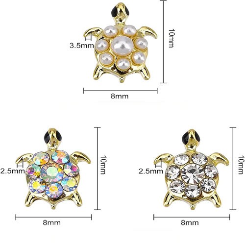 Schildkröten-Cabochon, 10x8mm, Goldfarben, 3 Stück