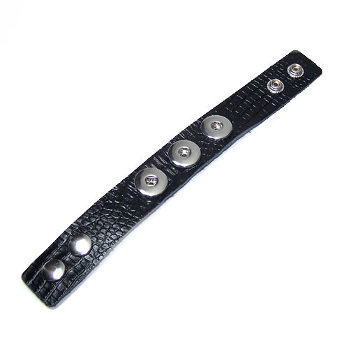 Double Beads Easy Button Armband, Schwarz/Glanz, 16-18cm, 1 St