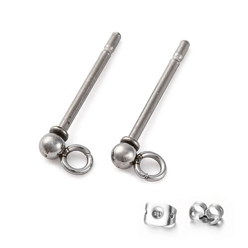Ohrstecker, Kugel, 304 Edelstahl, 1 Paar