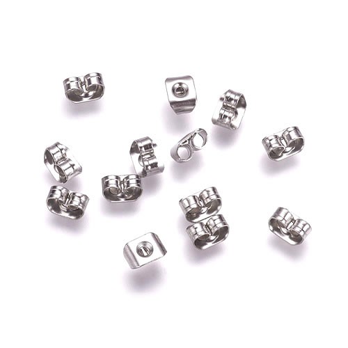Verschluss, Ohrstecker, Butterfly, 0,6mm, 316 Edelstahl, 20 Paar