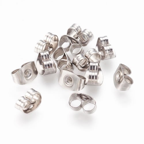 Verschluss, Ohrstecker, Butterfly, 0,7mm, 304 Edelstahl, 20 Paar