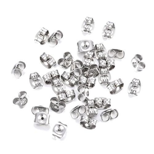 Verschluss, Ohrstecker, Butterfly, 0,9mm, 304 Edelstahl, 20 Paar