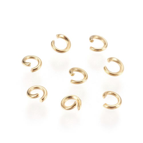 Biegering, Offen, 304 Edelstahl, 18K vergoldet, 3x0,6mm, 50 Stück