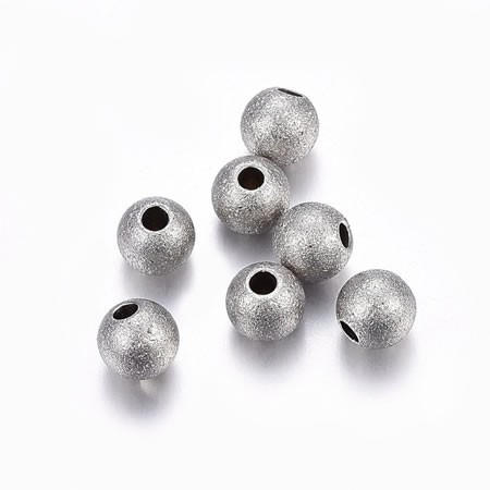 Perle, texturiert, 304 Edelstahl, 5mm, 1 Stück