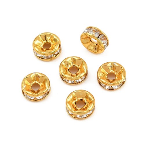 Strassrondell, 6mm, 316 Edelstahl, Goldfarben, 1 Stück