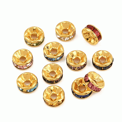 Strassrondell, 6mm, 316 Edelstahl, Goldfarben, Bunt, 5 Stück
