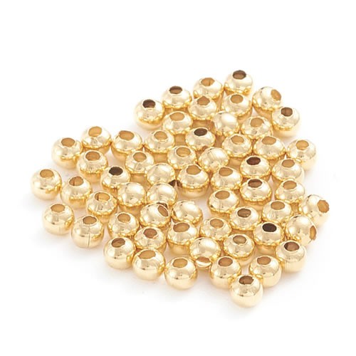 Perle, Rund, 2x2mm, 304 Edelstahl, 50 Stück