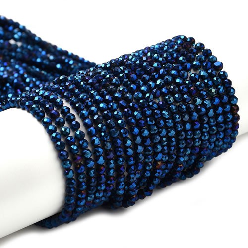 Glasschliffperlen, facettiert, Blau, 3x2,5mm, 1 Strang