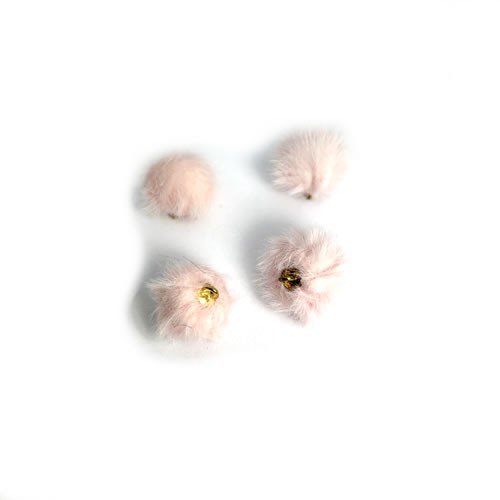 Anhänger, Fellpuschel, Kunstfell, Nerz, ~20mm, Rosa, 1 Stück