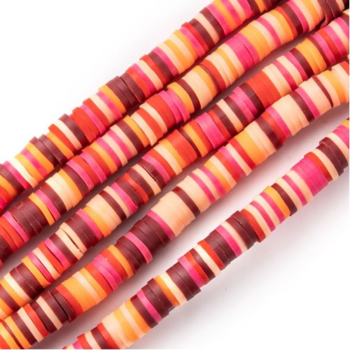 Polymer Clay, Heishi Perle, Dark Red, 1 Strang