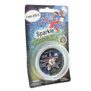 Stretch Magic, Elastikband, 1mm, Sparkle-Silber, 5 Meter