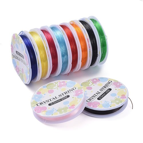Gummiband, Elastisch, 0,5mm, Farbmix, 10 Rollen