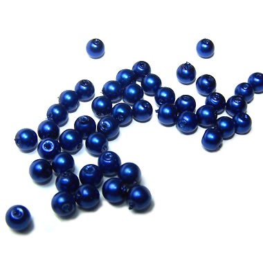 Wachs-Glasperle, Pearl Renaissance, Dkl. Blau, Matt, 4mm, 100 St