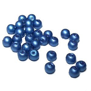 Wachs-Glasperle, Pearl Renaissance, Blau, Matt, 4mm, 100 St