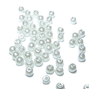 Wachs-Glasperle, Pearl Renaissance, Weiß, Glanz, 4mm, 100 St