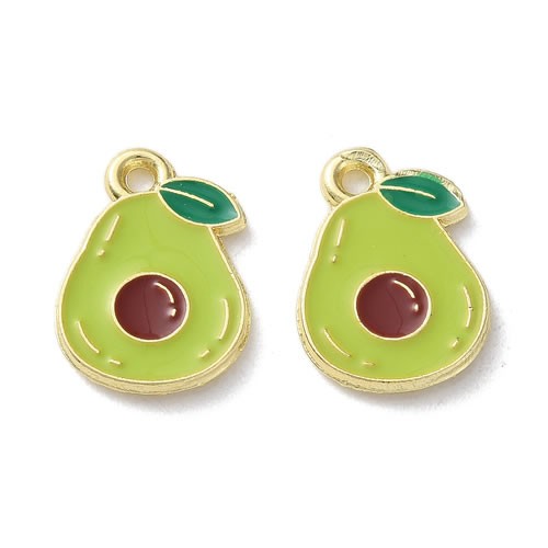 Avocadoanhänger, Emaille/Alloy, Goldfarben, 15mm, 1 Stück