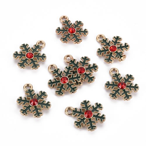Schneeflockenanhänger, Emaille/Alloy, Silberfarben, 26mm, 1 Stück