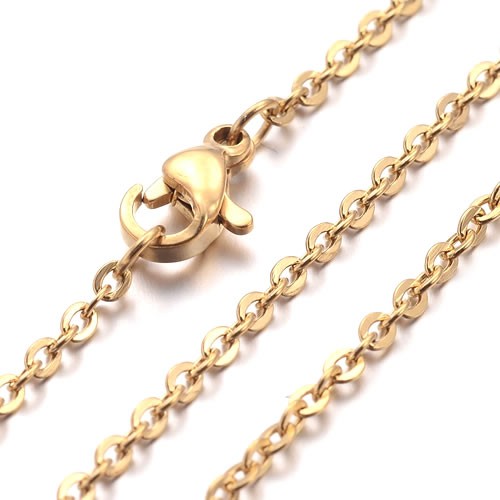 Collier, Ankerkette, 304 Edelstahl, 18K verg., 76cm, 1 Stück