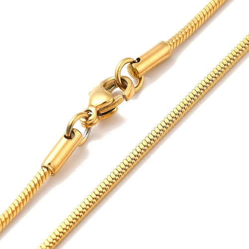 Collier, Schlangenkette, 304 Edelstahl, 18K verg., 60,6cm, 1 Stück