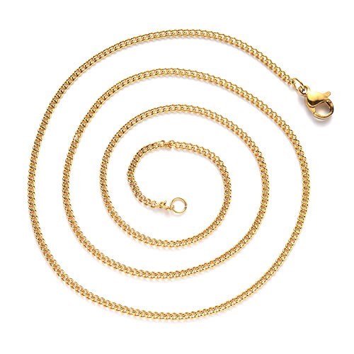 Collier, Panzerkette, 304 Edelstahl, 18K verg., 50cm, 1 Stück