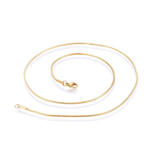 Collier, Schlangenkette, 304 Edelstahl, 18K verg., 45cm, 1 Stück