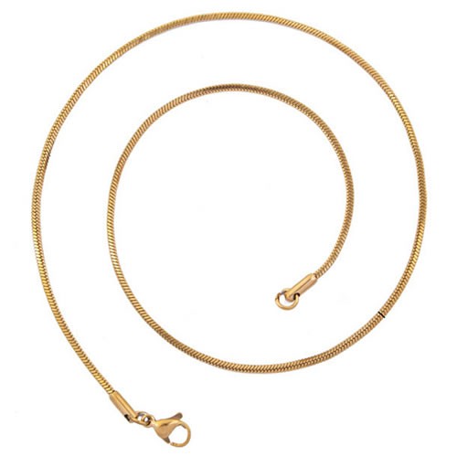 Collier, Schlangenkette, 304 Edelstahl, 18K verg., Eckig, 50cm, 1 Stück