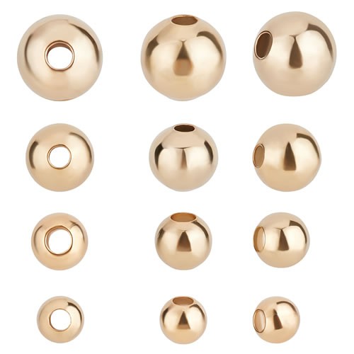 Perle, Rund, Messing, 24K vergoldet, 3,5-6mm, 1 Packung