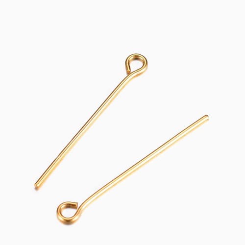 Kettelstift, 304 Edelstahl, 18K vergoldet, 40x0,7mm, 20 Stück
