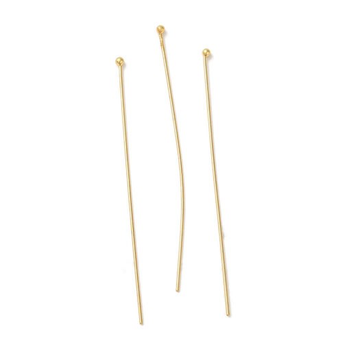 Kugelstift, 304 Edelstahl, 18K vergoldet, 70x0,7mm, 20 Stück