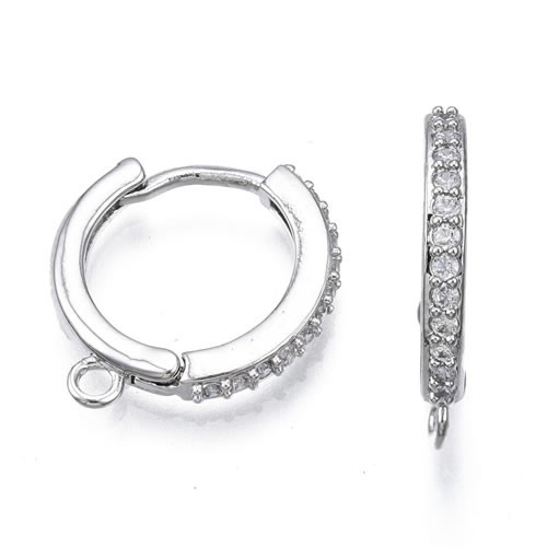 Creolen, Ohrhaken, Cubic Zirkonia, Messing, Platin, 1 Paar