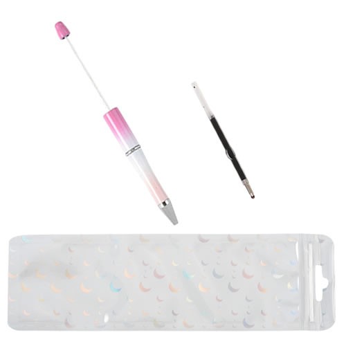 Beadable Pen, Kugelschreiber, Rosa/Weiß, 1 Set