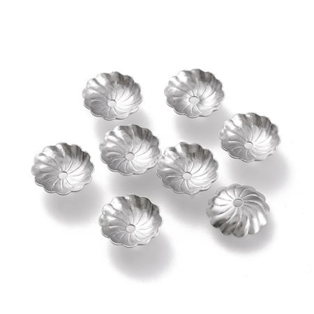 Perlkappe, Blume, Gedreht, 304 Edelstahl, 10mm, 10 Stück