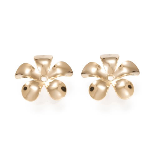 Perlkappe, 316 Edelstahl, Blume, 18K vergoldt, 15/2mm, 10 Stück