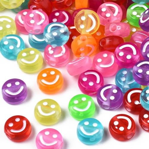 Acrylperlen, Smiley, Farbmix, 30 Stück