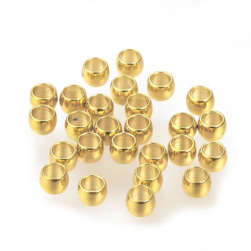 Quetschperlen, 316 Edelstahl, 24K vergoldet, 2mm, 20 Stück