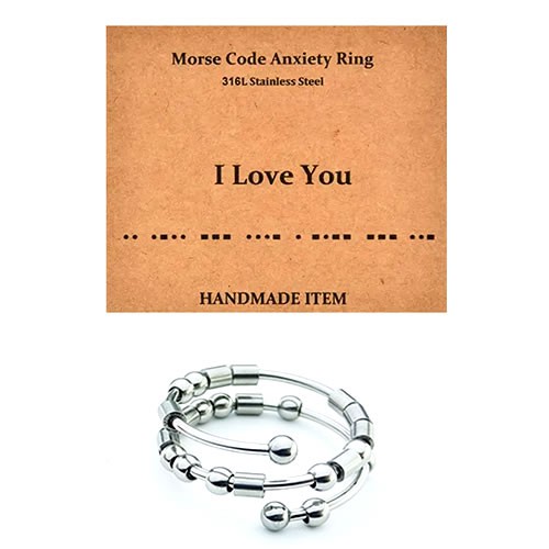 Morsecode Ring, I Love You, Drehbar, 304 Edelstahl, 1 Stück