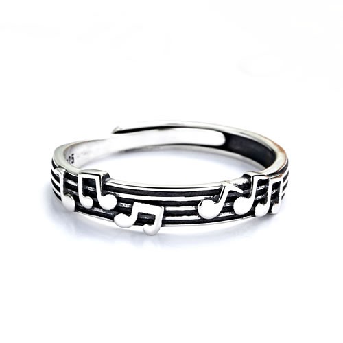 Ring, Noten, 925 Sterling Silber, 1 Stück