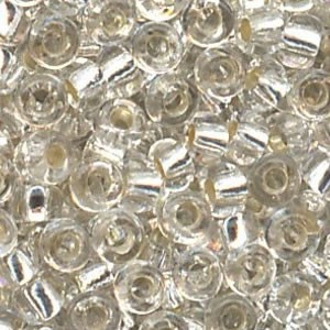 Rocailles, 2mm, Kristall, Silbereinzug, 20g