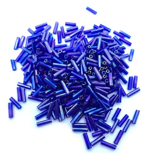 Stiftrocailles, 6mm, Blau-schimmernd, 20g