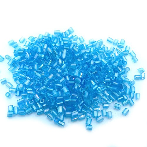 Hexagonrocailles, 2mm, transparent/lüster, Hellblau, 20g
