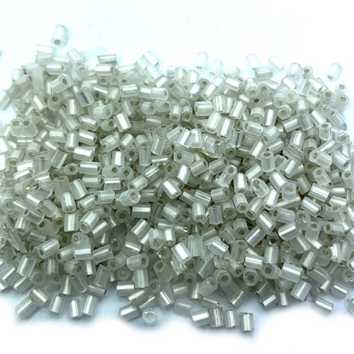Hexagonrocailles, 2mm, transparent/Silbereinzug, 20g