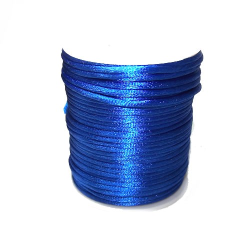 Satinkordel, Dkl. Blau, Glänzend, 2mm, 1 Meter
