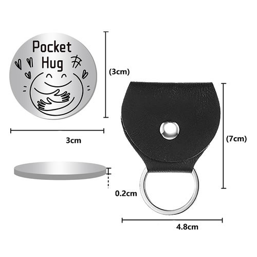 Schlüsselanhänger, Glücksmünze, Pocket Hug, Smiley, 1 Stück