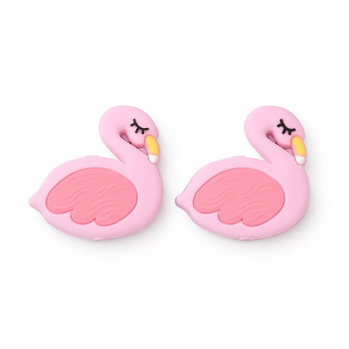 Silikonperle, Flamingo, 1 Stück