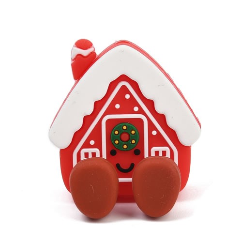 Silikonperle, Weihnachtshäuschen, 3D, 1 Stück