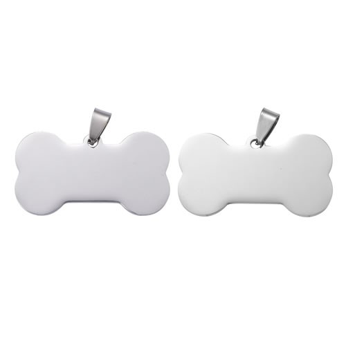 Blanko Tag, Hundeknochen, 40mm, 201 Edelstahl, 1 Stück